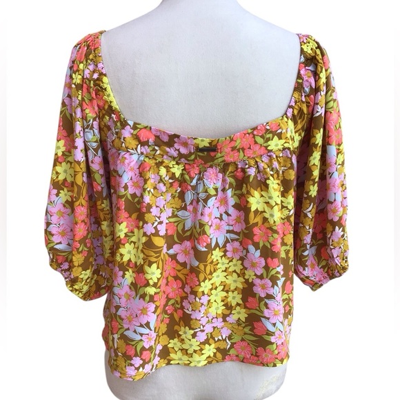 Billabong Womens Beach Daze Puff Sleeve Crop Top - Picture 9 of 12